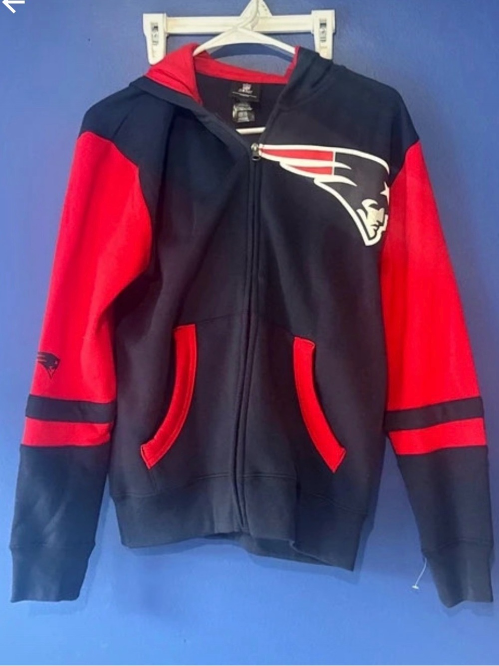NFL Black & Red Patriots Hooded Full-Zip Jacket